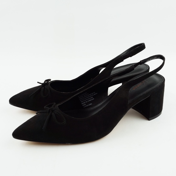 J.Crew Size 7 Slingback Bow Heels in Black $138 BJ253 - Picture 4 of 6